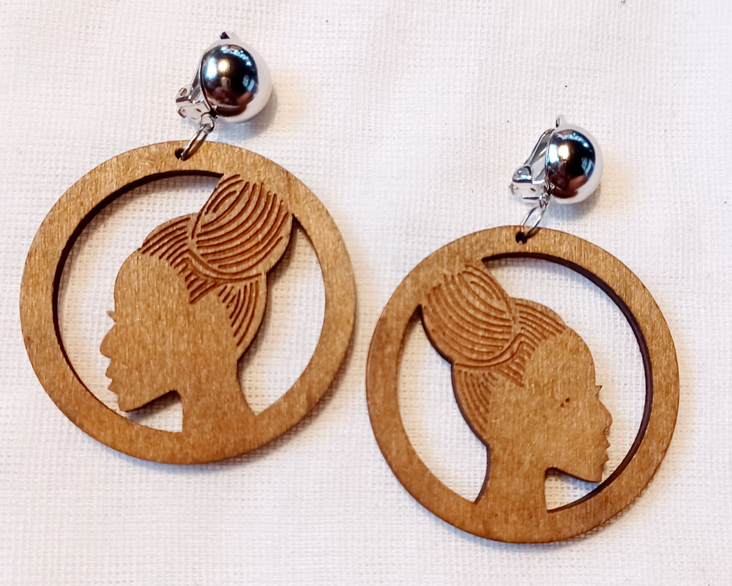 Afrocentric Wooden Clip On Earrings Kargo Fresh