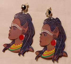 Afrocentric Wooden  Clip On Earrings Kargo Fresh