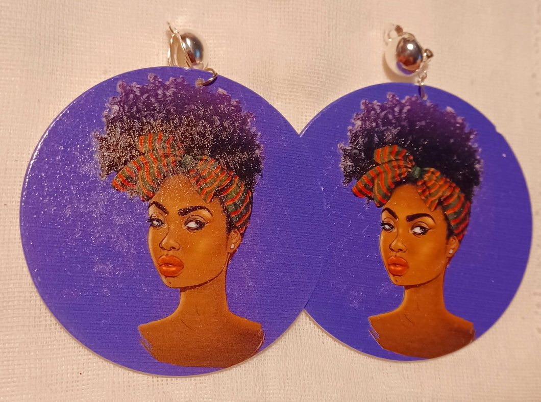 Afrocentric Wooden  Clip On Earrings Kargo Fresh