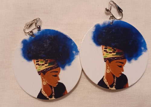 Afrocentric Wooden  Clip On Earrings Kargo Fresh