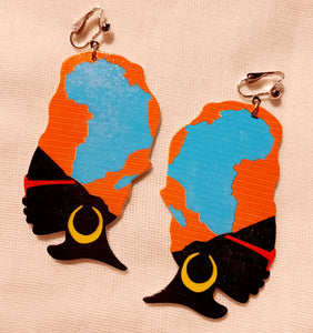 Afrocentric Wooden  Clip On Earrings Kargo Fresh