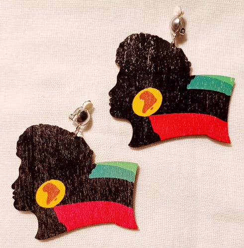 Afrocentric Wooden  Clip On Earrings Kargo Fresh