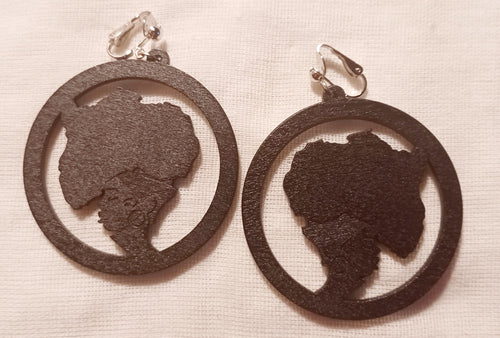 Afrocentric Wooden  Clip On Earrings Kargo Fresh