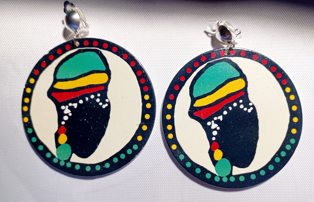 Afrocentric print clip on earrings Kargo Fresh