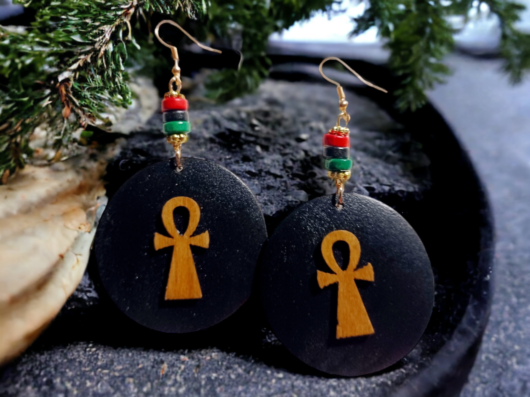 Afrocentric wooden ankh earrings Kargo Fresh