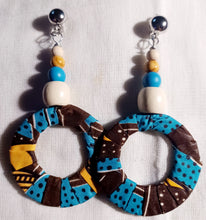 Load image into Gallery viewer, Ankara fabric Covered Clip on Hoop Earrings Kargo Fresh
