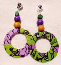 Load image into Gallery viewer, Ankara fabric clip on hoops Kargo Fresh
