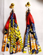 Load image into Gallery viewer, Ankara tassel fabric clip on hoops Kargo Fresh
