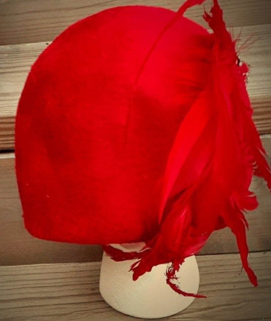 Antique 1950s Era Glam Handmade Wool and Feather Hat Kargo Fresh