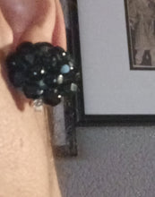 Load image into Gallery viewer, Antique black crystal stud clip on earrings Kargo Fresh
