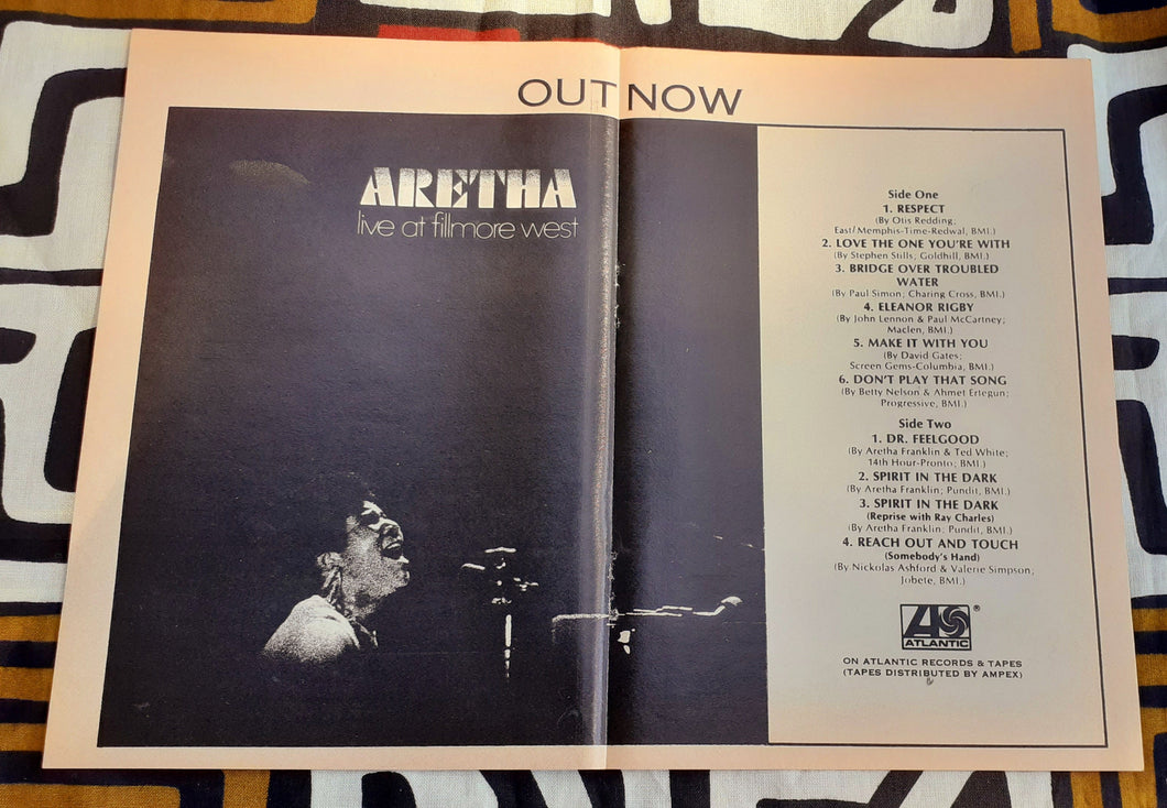 Aretha Franklin Live at the Filmore Album promo Mini Poster Kargo Fresh