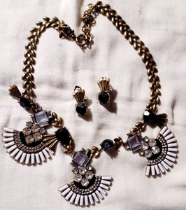 Art deco necklace set with clip on earrings Kargo Fresh