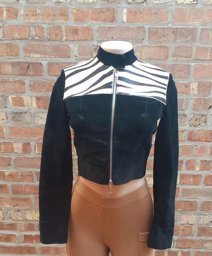 BEBE suede and calf hair Bolero style Jacket XS S Kargo Fresh