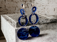 Load image into Gallery viewer, BLUE Handmade chunky acrylic clip on earrings Kargo Fresh
