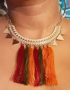 BOHO Tassels Charm Necklace and clip on earrings Kargo Fresh