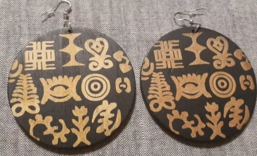 Beautiful Adinkra Symbol afrocentric wooden Earrings Kargo Fresh