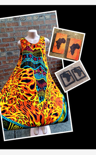 Beautiful Africa Print Midi  Kaftan and earrings set  Free Size Kargo Fresh