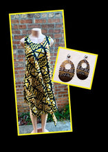 Load image into Gallery viewer, Beautiful Mudcloth Print Midi  Kaftan and earrings set  Free Size Kargo Fresh
