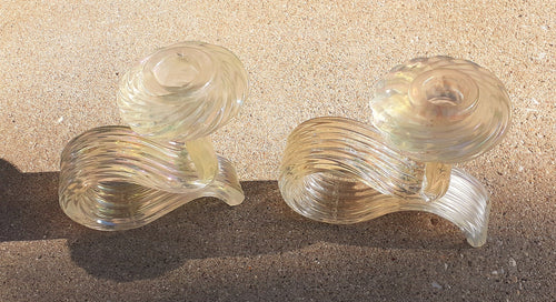 Beautiful Pair of Vintage Seguso for Vetri d'arte Art Glass Candle Holders Kargo Fresh