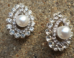 Beautiful Rhinestone and Pearl Clip On Earrings Kargo Fresh