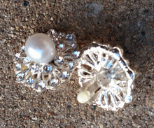 Load image into Gallery viewer, Beautiful Rhinestone and Pearl Cluster Clip On Earrings Kargo Fresh
