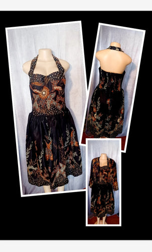 Beautiful Vintage Batik Halter Dress and Balero Set New L Kargo Fresh