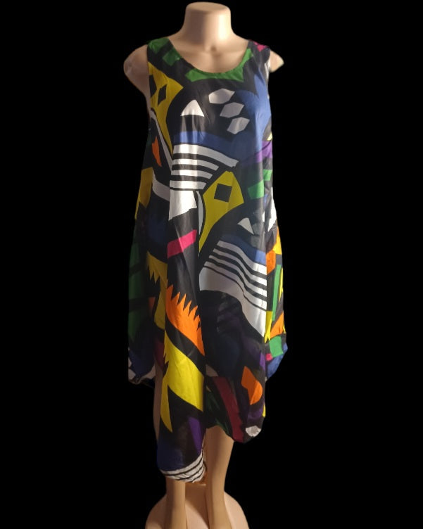 Beautiful abstract print kaftan dress new free size Kargo Fresh