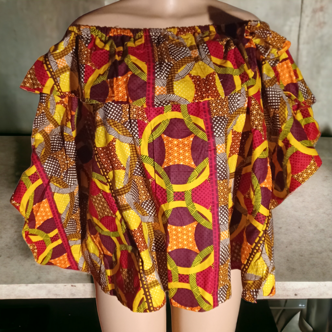 Beautiful ankara ruffle top free size up to 2xl Kargo Fresh