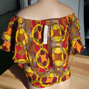 Beautiful ankara ruffle top free size up to 2xl Kargo Fresh