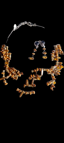 Beautiful boho hand blown glass bead necklace and clip on earrings Kargo Fresh