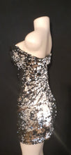 Load image into Gallery viewer, Black And Silver Sequin Stretch Mini Cocktail Dress Size Large Kargo Fresh
