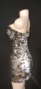 Black And Silver Sequin Stretch Mini Cocktail Dress Size Large Kargo Fresh