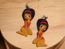 Load image into Gallery viewer, Black Betty Boop Wooden Afrocentric Earrings Kargo Fresh
