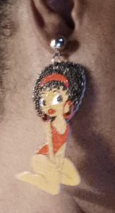 Black Betty Boop Wooden Afrocentric Earrings Kargo Fresh