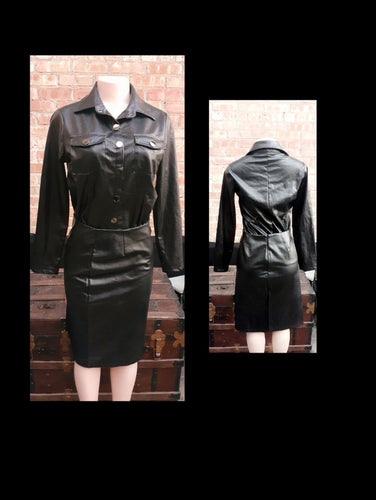 Black Faux Leather Skirt Set Small Kargo Fresh