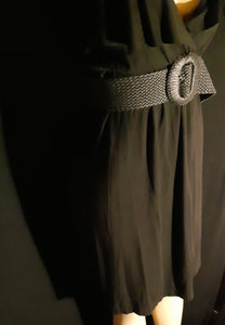 Black Knit Midi dress and Vintage Wide Woven Belt Size XS Kargo Fresh