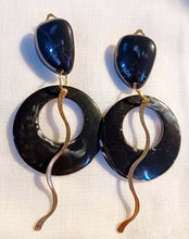 Load image into Gallery viewer, Black acrylic hoop clip on earrings handmade Kargo Fresh
