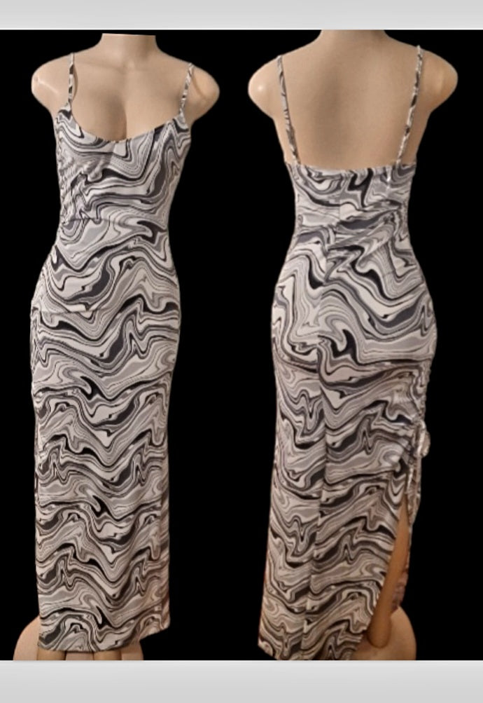 Black and white abstract maxi dress M Kargo Fresh