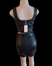 Load image into Gallery viewer, Black faux leather skirt set nwt Small Kargo Fresh
