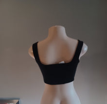 Load image into Gallery viewer, Black faux suede crop top new small Kargo Fresh
