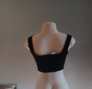 Black faux suede crop top new small Kargo Fresh