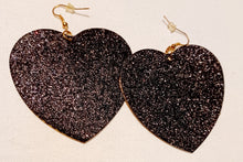 Load image into Gallery viewer, Black glitter heart Earrings Kargo Fresh
