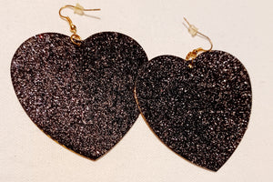 Black glitter heart Earrings Kargo Fresh