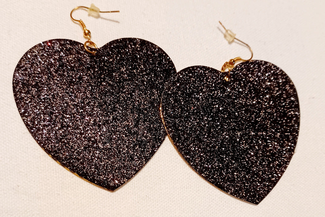 Black glitter heart Earrings Kargo Fresh