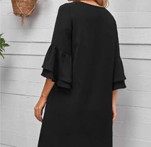 Load image into Gallery viewer, Black layered Tunic Dress M/L Kargo Fresh
