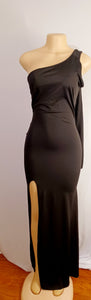 Black spandex One Sleeve Cocktail Dress Medium Kargo Fresh