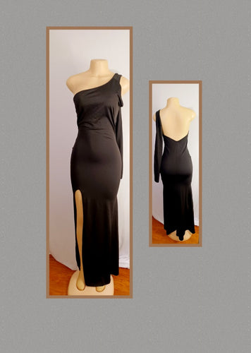 Black spandex One Sleeve Cocktail Dress Medium Kargo Fresh