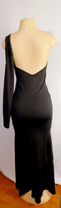 Black spandex One Sleeve Cocktail Dress Medium Kargo Fresh