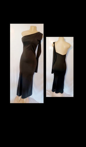 Black spandex One Sleeve Cocktail Dress medium Kargo Fresh