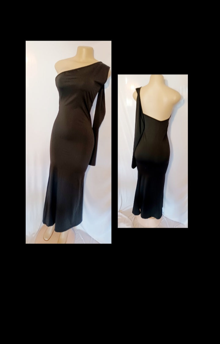 Black spandex One Sleeve Cocktail Dress small Kargo Fresh